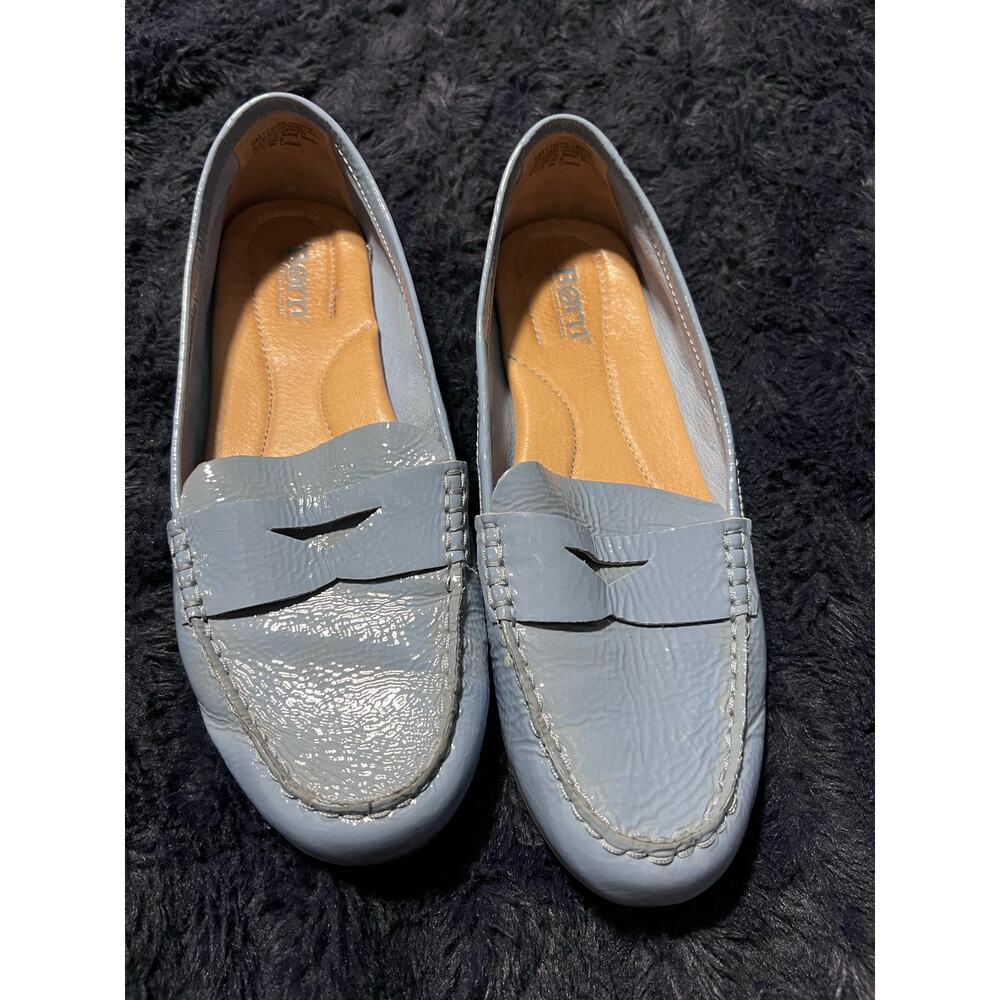 Born Comfort Flats Women Size 9 Blue Leather Loafers Slip On EUC - Picture 2 of 8
